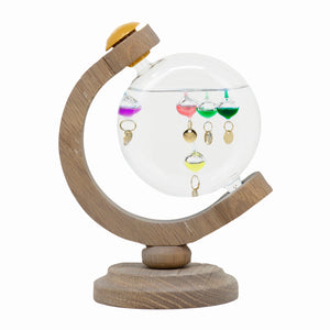 Wood Globe Galileo Thermometer